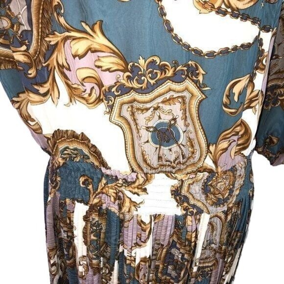 Diane Freis Original Georgette Dress Womens Braid Work Pleated Scarf Vintage - Picture 10 of 16